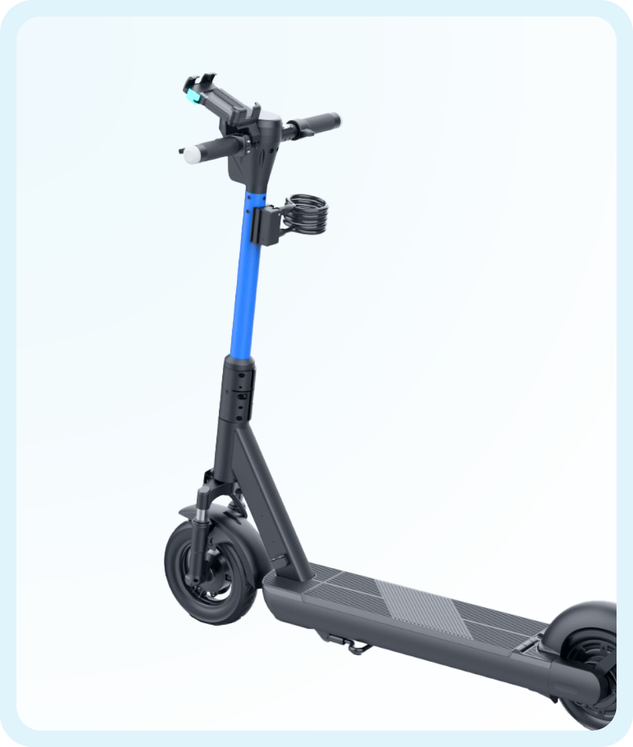 Trottinette électrique Fissa, détail du cadre bleu